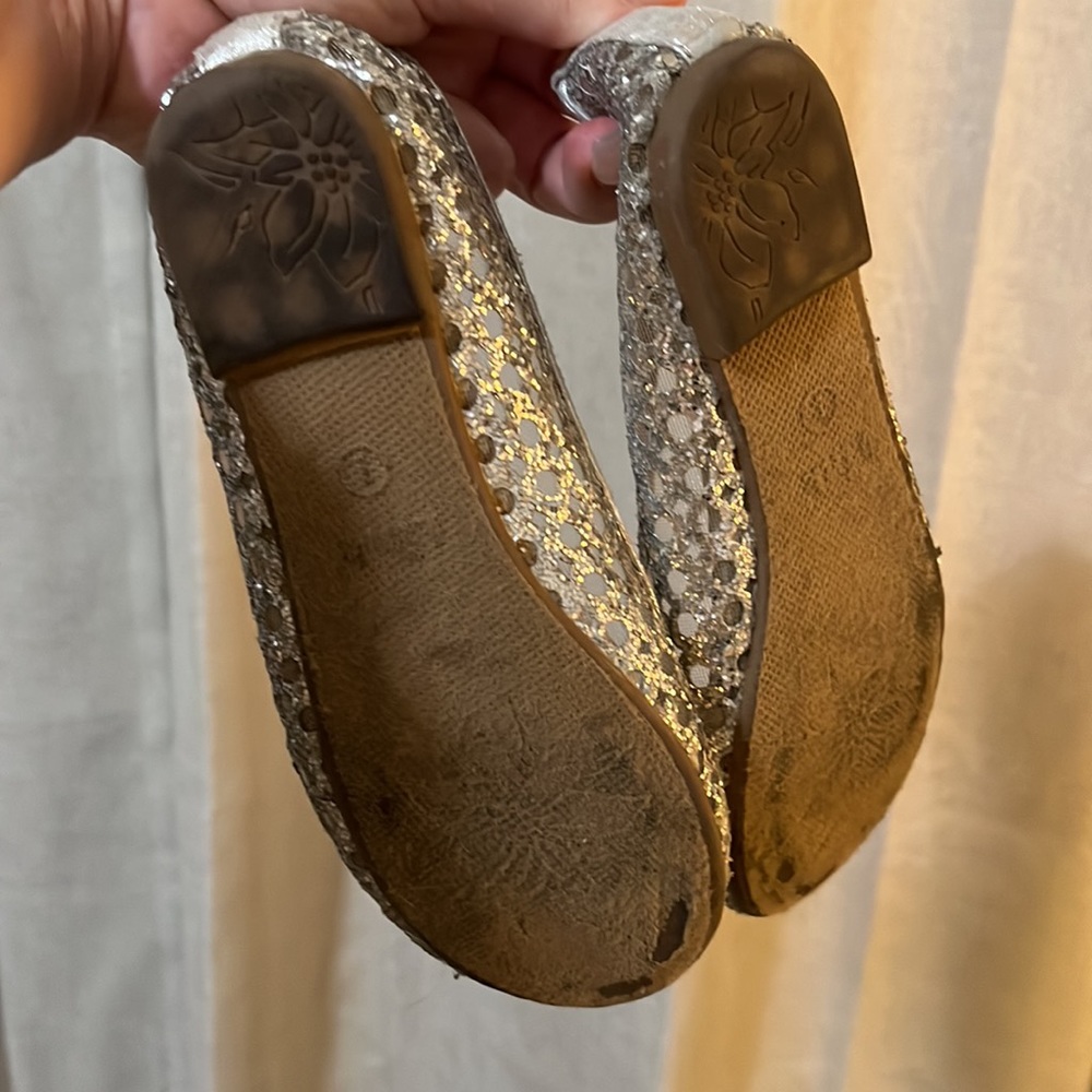 Link Girls Slip on Silver Glitter Ballet Flats Shoes Size 1 - Picture 6 of 7